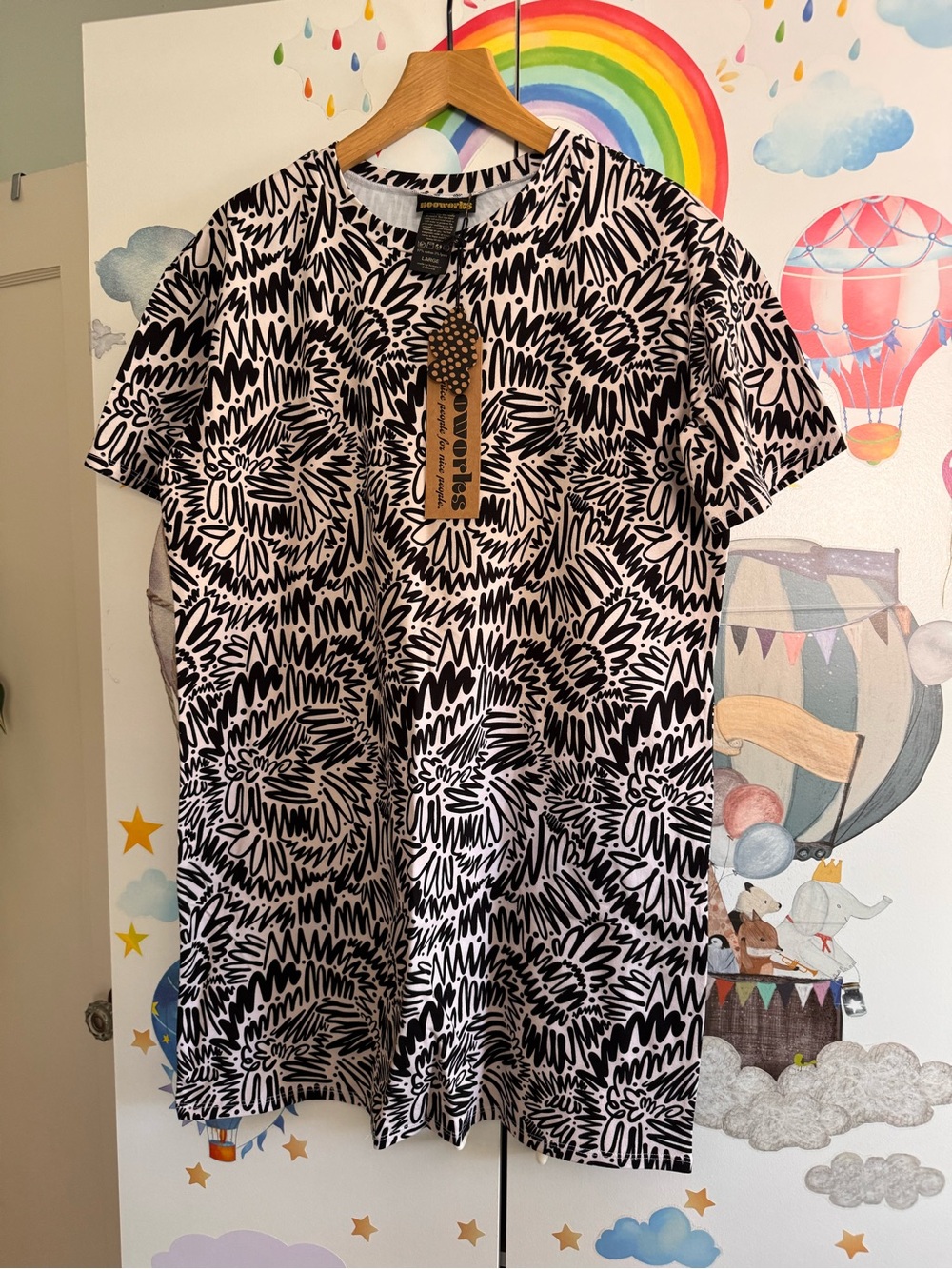 Nooworks zigzag tee dress large NWT